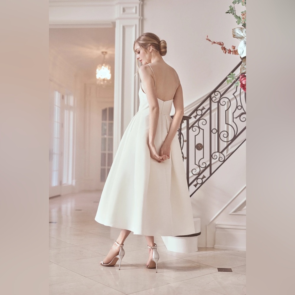 NWT Sachin + Babi Audra Pleated Crystal Embellished Midi Dress White Anthro - Picture 4 of 11